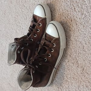 Brown high top converse